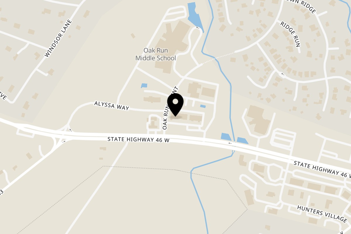 Map showing the location of Wafflelicious on 2188 TX-46 Ste 109 in New Braunfels